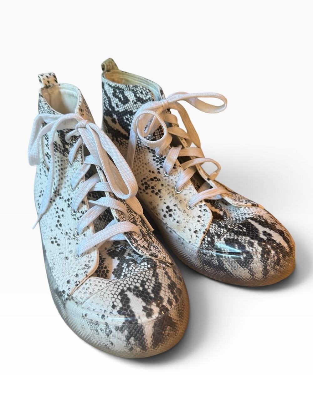 Vintage Havana Rewind Snake Print High Top Sneakers Black White Women’s 6.5